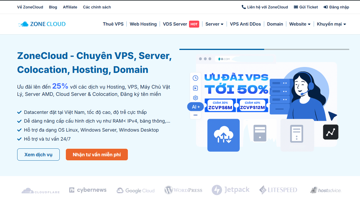 ZoneCloud Chuyen VPS Hosting Colocation Domain Server